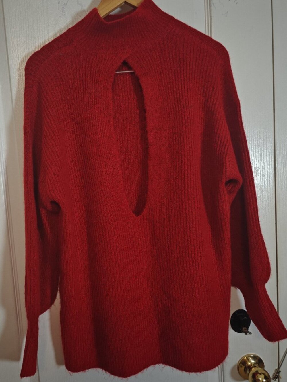 Dynamite Red Chunky Mock Neck Sweater, M - Picture 2 of 4